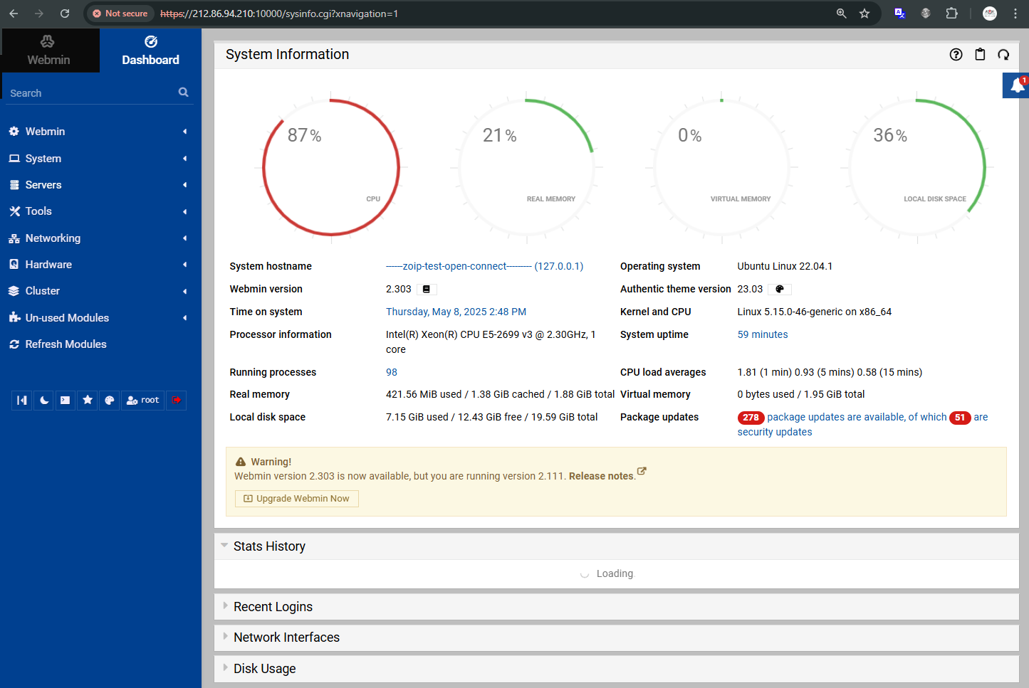 webmin-Dashboard