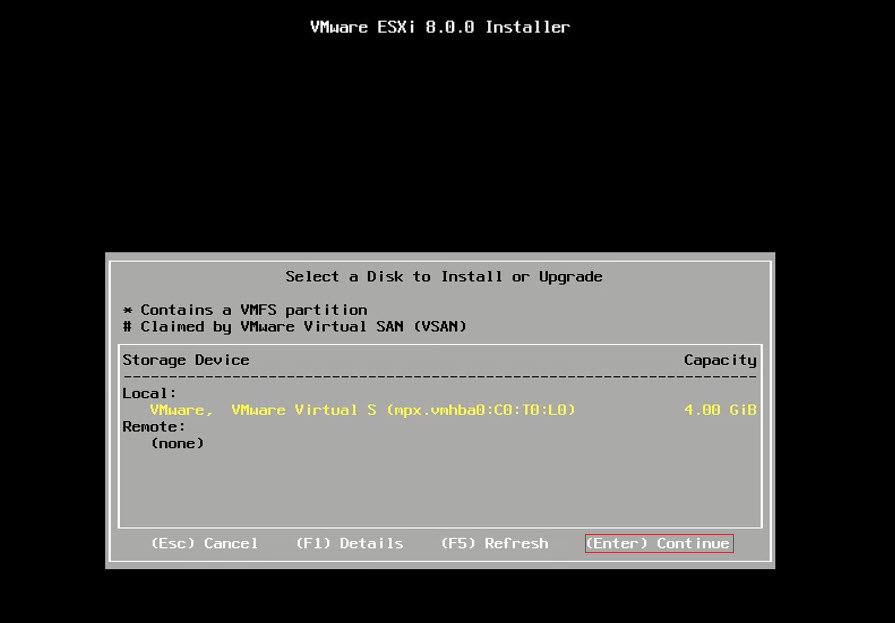 Install wm-ware Esxi8 on HPE Server-Disk