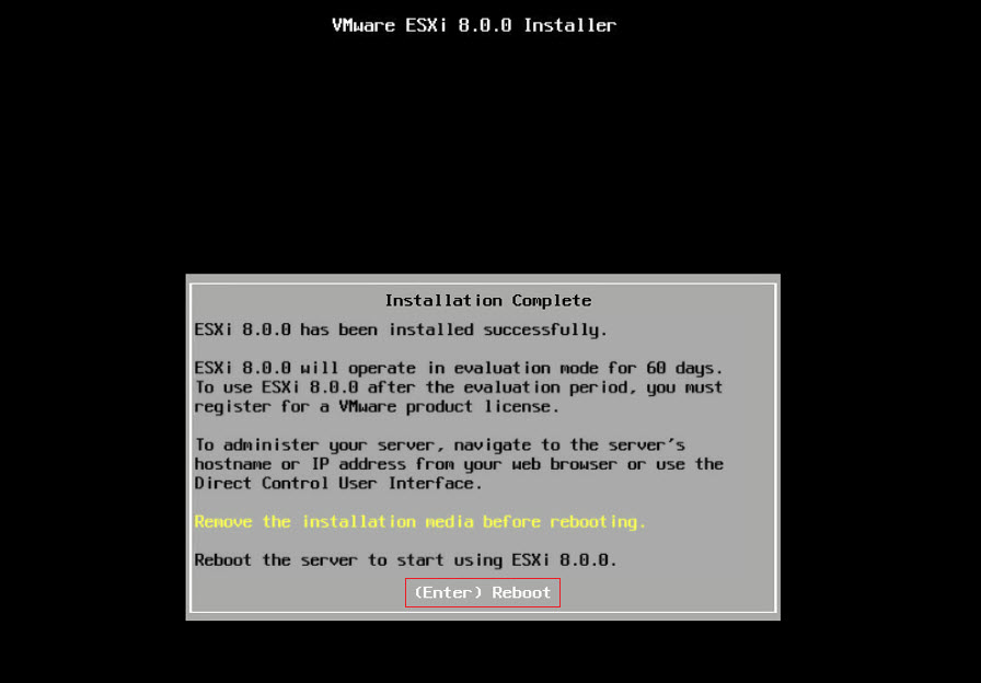 Install wm-ware Esxi8 on HPE Server-Insatll-complete