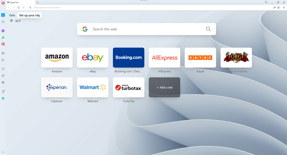 Home page Opera Browser