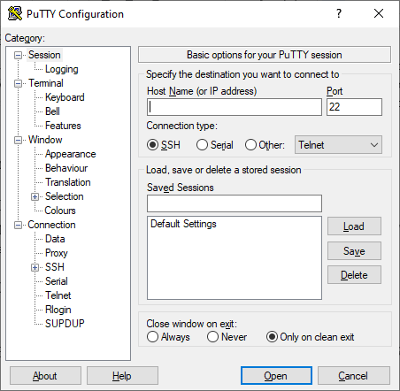 PuTTY config