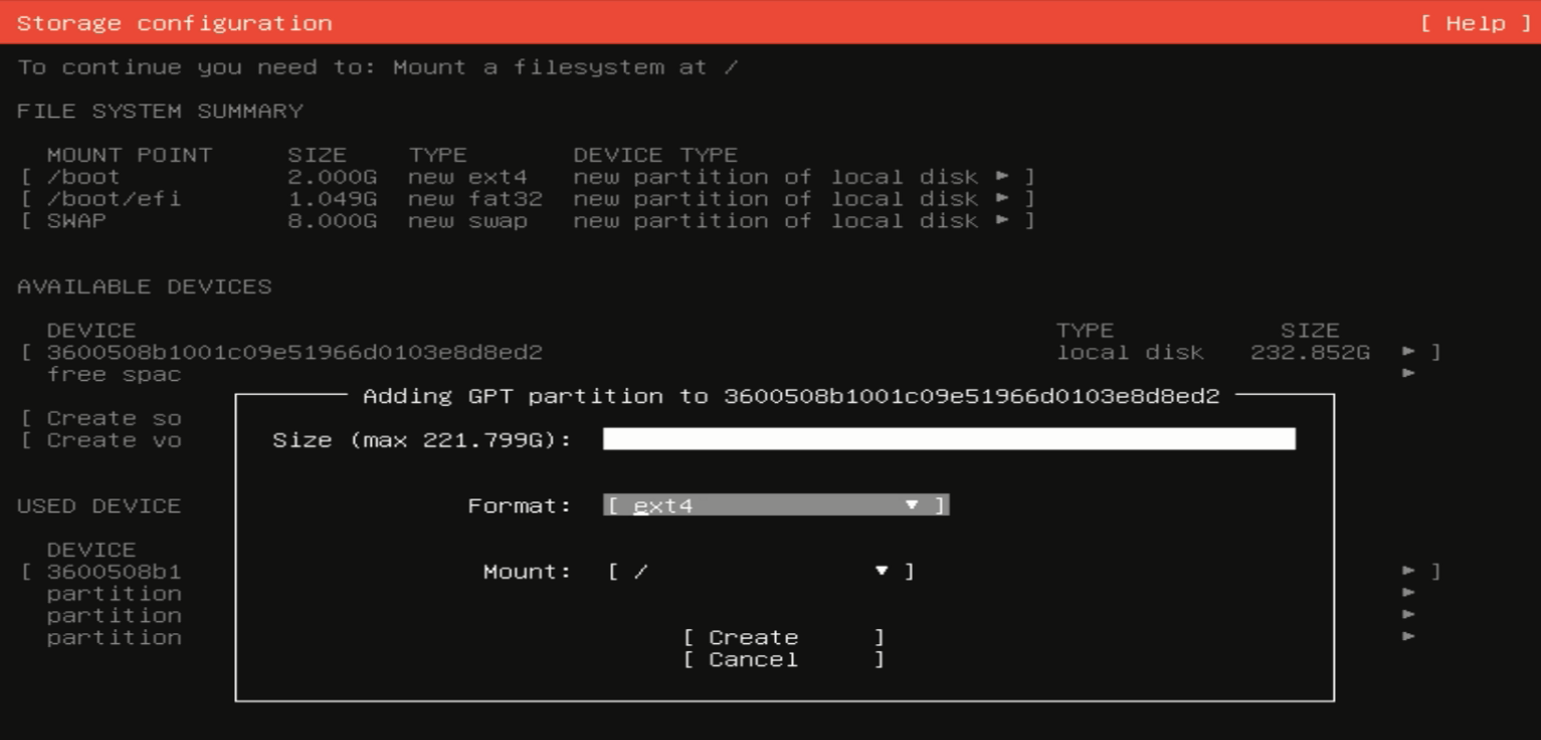 partitioning-hpe-server-guide-root
