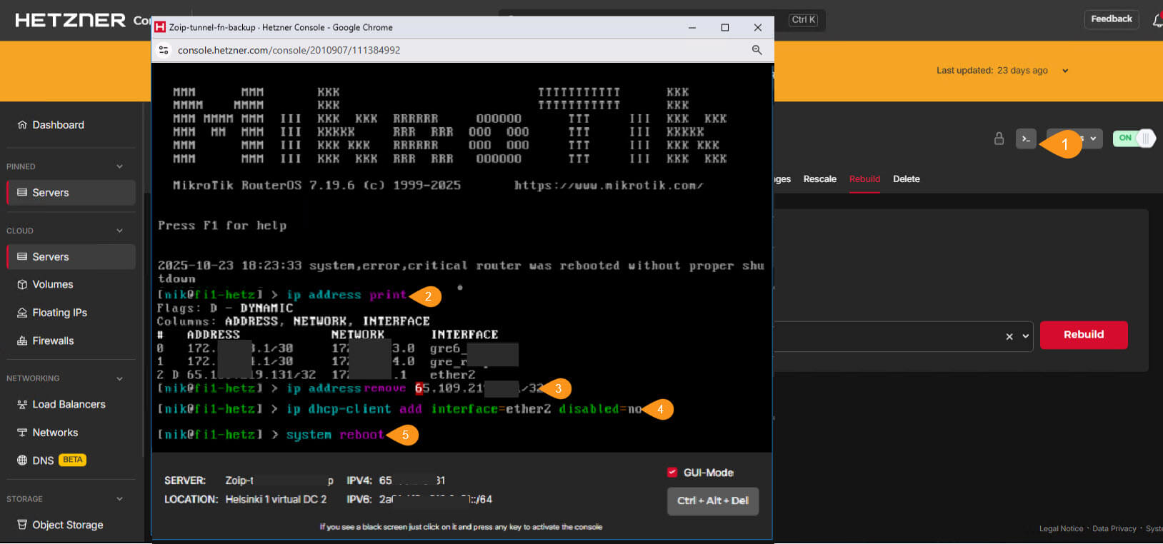 hetzner-server-clone-with-snapshot-Initial login after Rebuild Snapshot and resolving IP conflicts on MikroTik servers