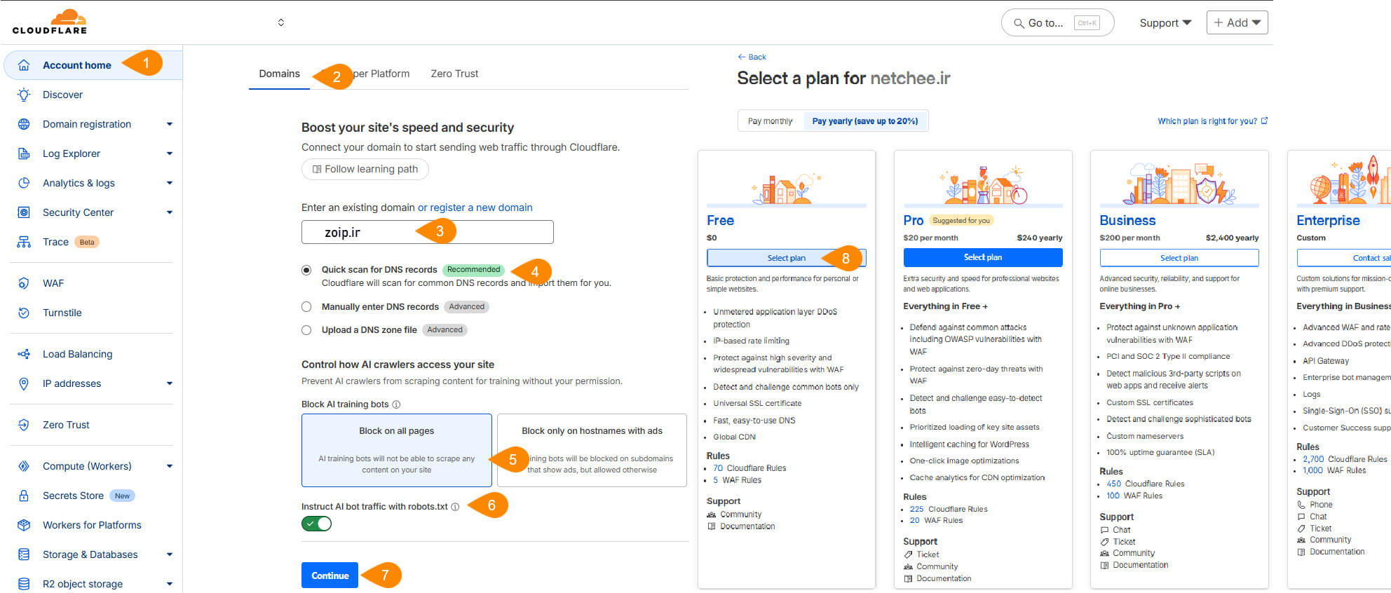 screenshot2how-to set cnd for doamin in cloudflare