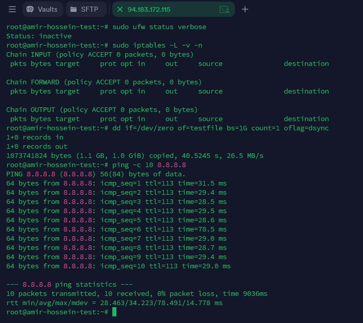 Firewall and hardware performance test instructions