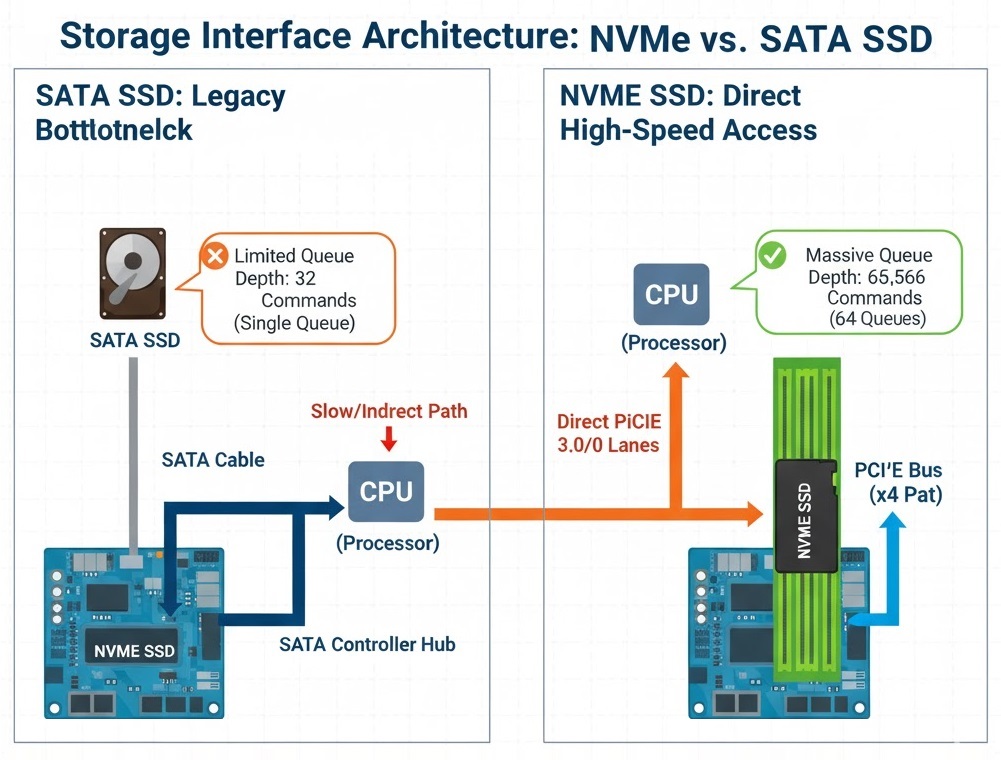 Storage Interface Architecture: NVMe vs. SATA SSD