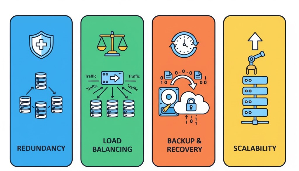 SPOF mitigation strategies redundancy load balancing cartoon