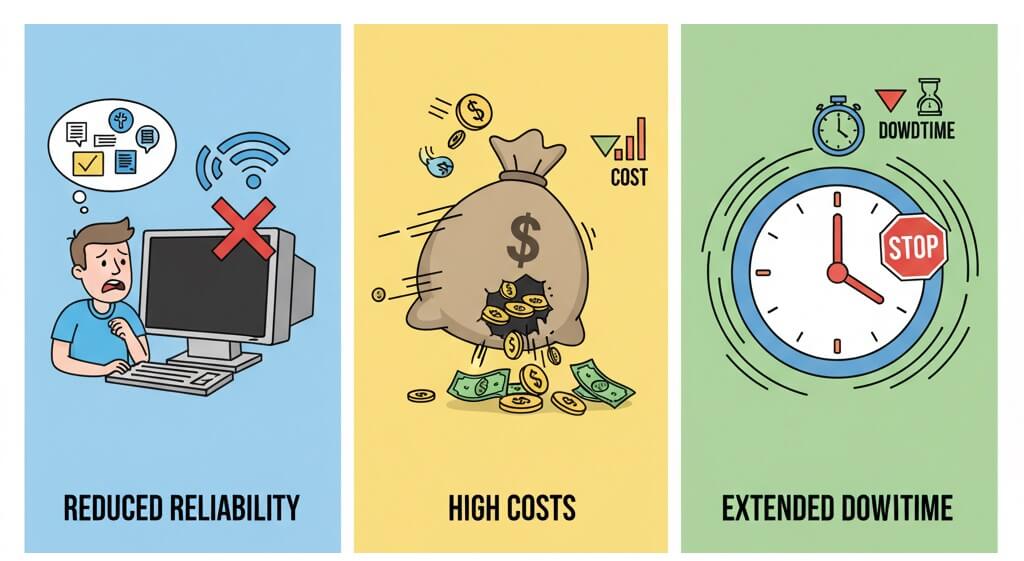 SPOF consequences impact cartoon infographic