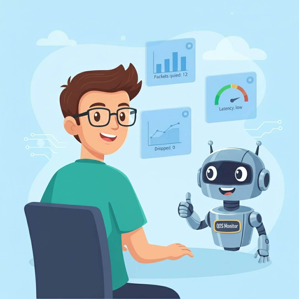traffic-and-bandwidth-management-tools-to-improve-quality-of-service-qos-Educational digital illustration of QoS troubleshooting a system adm